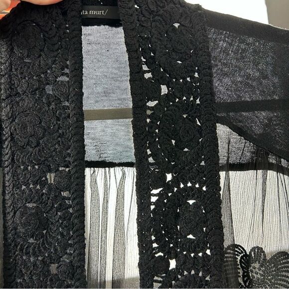 Sita Murt silk/cashmere blend open sleeveless cardigan in black - Picture 10 of 10